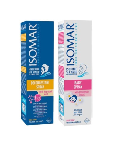 Isomar Duo Paket Sprej za odčepljivanje s hijaluronskom kiselinom i  sprej za bebe Promo pakiranje