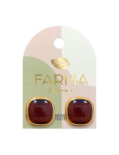 Farma Bijoux Hipoalergene naušnice Quartz Button Brown