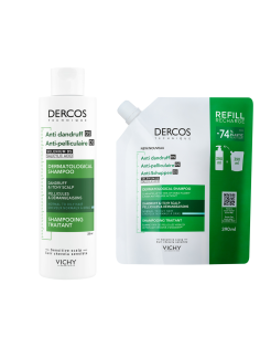 Vichy DERCOS šampon protiv prhuti za masno vlasište  + eko punjenje za masno vlasište