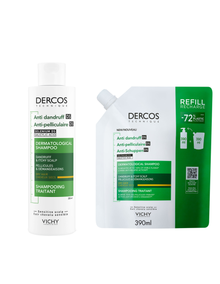 Vichy DERCOS šampon protiv prhuti za suho vlasište 200 ml + eko punjenje za suho vlasište 500 ml