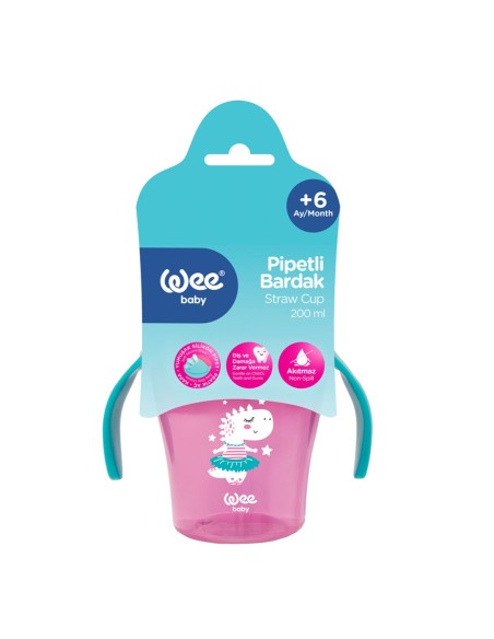 Wee Baby Bočica sa slamkom i ručkama, plastična, 200 ml