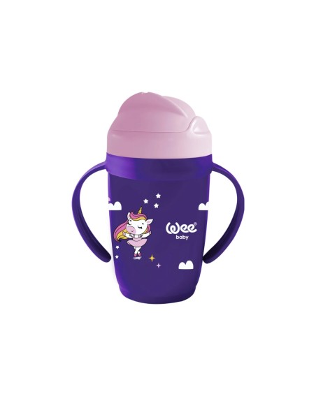 Wee Baby Bočica Friends s ručkama i slamkom, plastična, 265 ml