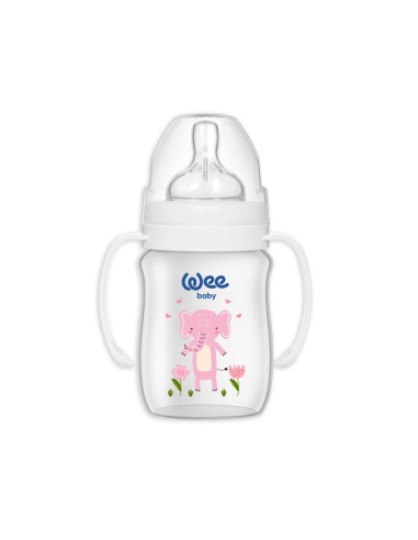 Wee Baby Safari antikolik bočica širokog grla s ručkama, plastična, 150/250 ml
