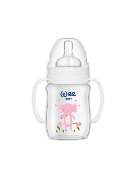 Wee Baby Safari antikolik bočica širokog grla s ručkama, plastična, 150/250 ml
