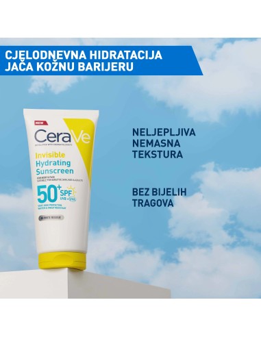 Cerave Hydra Sunscreen Nevidljivi losion za zaštitu od sunca, SPF 50+, vrlo visoka zaštita