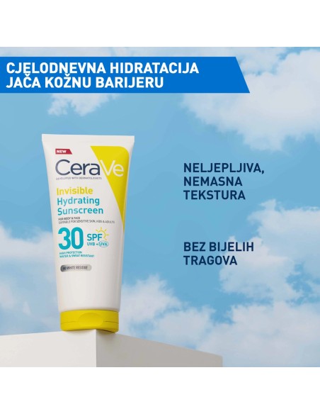 Cerave Hydra Sunscreen Nevidljivi losion za zaštitu od sunca, SPF 30, visoka zaštita