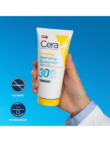 Cerave Hydra Sunscreen Nevidljivi losion za zaštitu od sunca, SPF 30, visoka zaštita