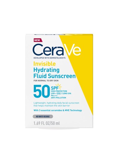 Cerave Hydra Face Sun Nevidljivi hidratantni fluid za zaštitu od sunca, SPF 50, visoka zaštita