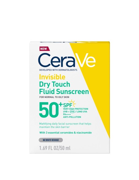 Cerave Oil Control Sun Nevidljivi Dry Touch fluid za zaštitu od sunca, SPF 50+, vrlo visoka zaštita