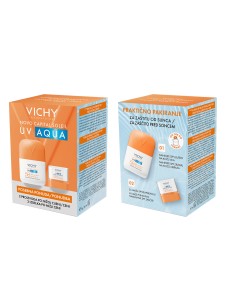 Vichy Capital Soleil UV Aqua nevidljivi hidracijski fluid SPF50+ + Stik za lice i usne SPF50+ Promo pakiranje 2