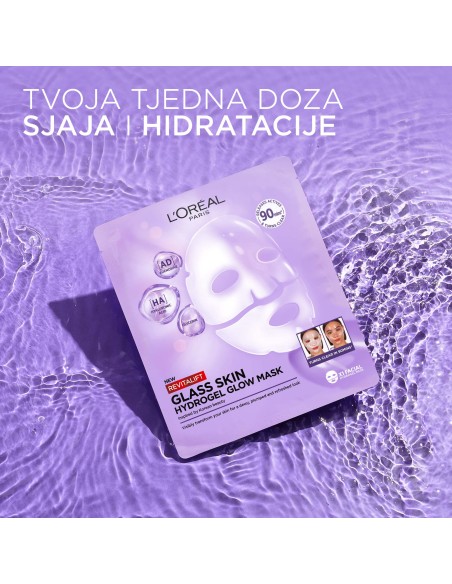 LOreal Paris Revitalift Filler Glass Skin hidrogel maska za blistavu kožu