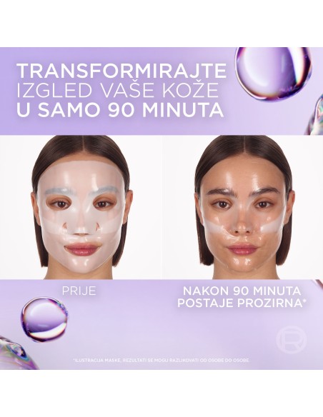 LOreal Paris Revitalift Filler Glass Skin hidrogel maska za blistavu kožu
