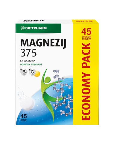 Dietpharm Magnezij 375 šumeće tablete Economy pack, dodatak prehrani