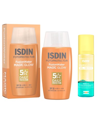 ISDIN Fotoprotector Fusion Water Magic Glow SPF 50 + HydroLotion SPF 50 sprej Promo pakiranje