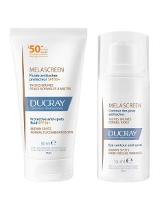 Ducray Melascreen Zaštitni fluid protiv mrlja SPF50+ + krema oko očiju Promo pakiranje