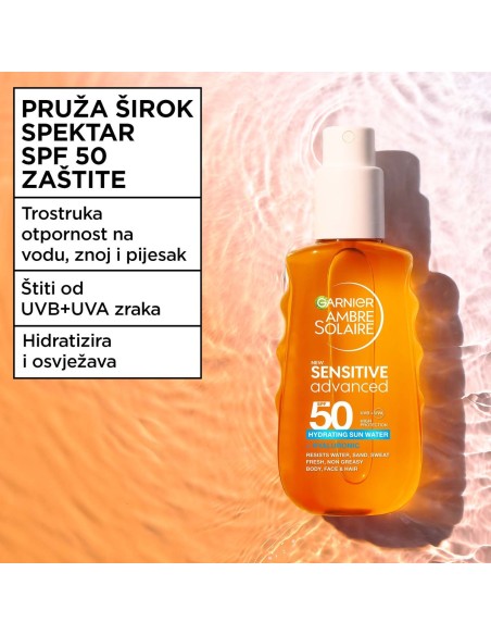 Garnier Ambre Solaire dvofazna vodica za zaštitu od sunca, SPF50 visoka zaštita, 150ml