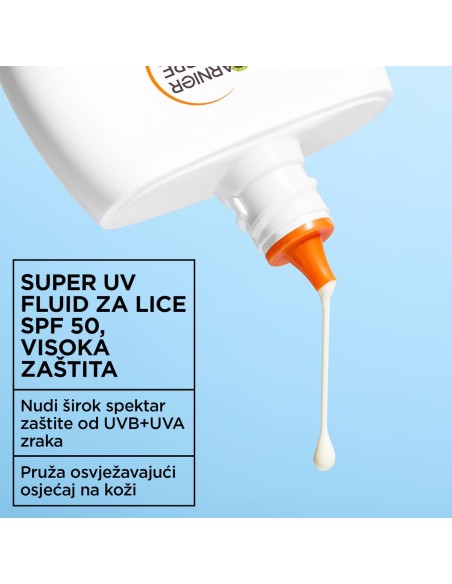 Garnier Ambre Solaire Super UV fluid za zaštitu od sunca, SPF50, visoka zaštita