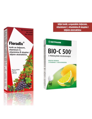Dietpharm Floradix tonik, dodatak prehrani + na POKLON Bio-C