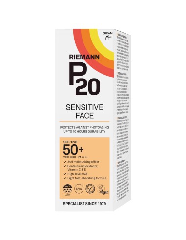 Riemann P20 krema za zaštitu lica od sunca Sensitive Face SPF 50+