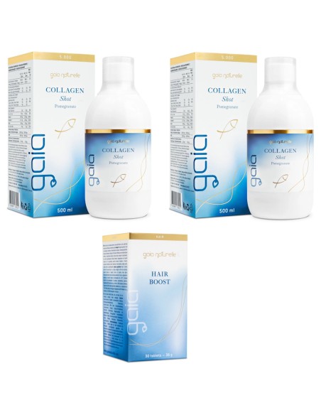 Gaia Naturelle Kolagen 2 X Shot 500 ml + Hair Boost, dodatak prehrani Promo pakiranje