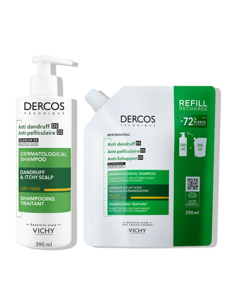 Vichy Dercos šampon protiv prhuti za suho vlasište + eko dopuna