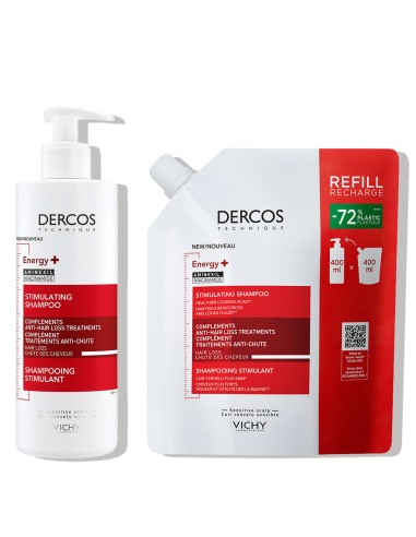 Vichy Dercos Energy+ stimulirajući šampon protiv opadanja kose + eko dopuna
