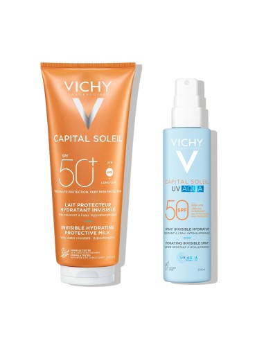 Vichy Capital Soleil obiteljska UV zaštita za plažu (mlijeko + sprej)