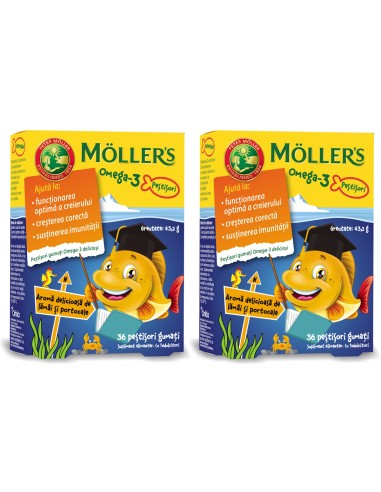 Mollers Omega 3 Junior Ribice Naranča/limun bomboni 1+1 PROMO, dodatak prehrani