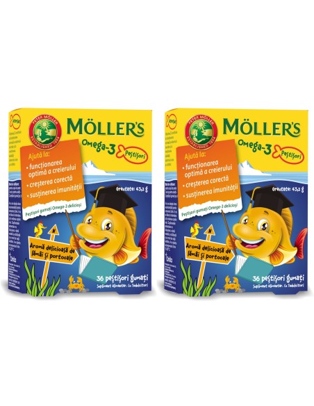 Mollers Omega 3 Junior Ribice Naranča/limun bomboni 1+1 PROMO, dodatak prehrani