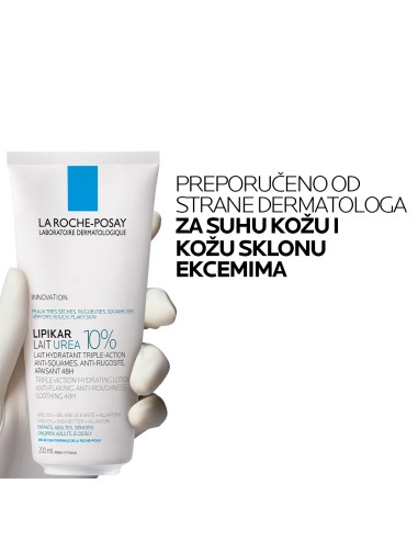 La Roche-Posay Lipikar Lait Urea 10% Hidratacijski losion s trostrukim djelovanjem za vrlo suhu i hrapavu kožu